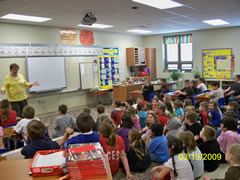 Lynn Bishop with students