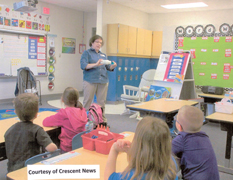Lynn Bishop with students